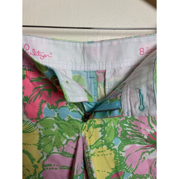 Lilly Pulitzer Pink Green Floral Tropical Print The Callahan Short Size 8 - Picture 4 of 8